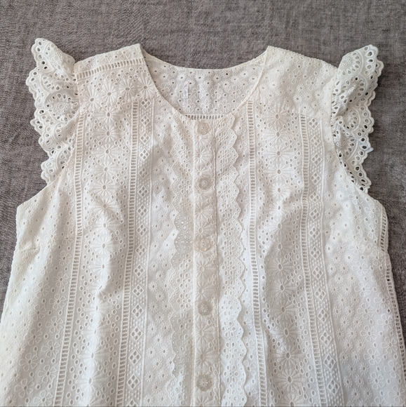 Cartolina Nantucket Cotton Eyelet Dress White Size S NWOT - Picture 2 of 8